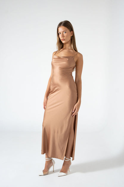 Satin Maxi Dress - Copper