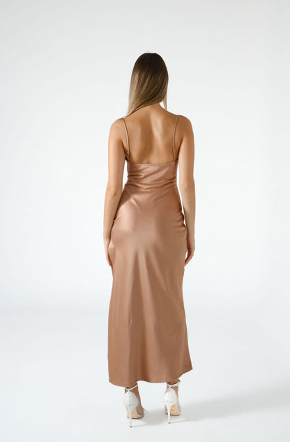 Satin Maxi Dress - Copper