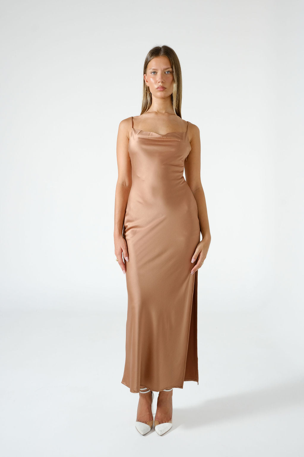 Satin Maxi Dress - Copper