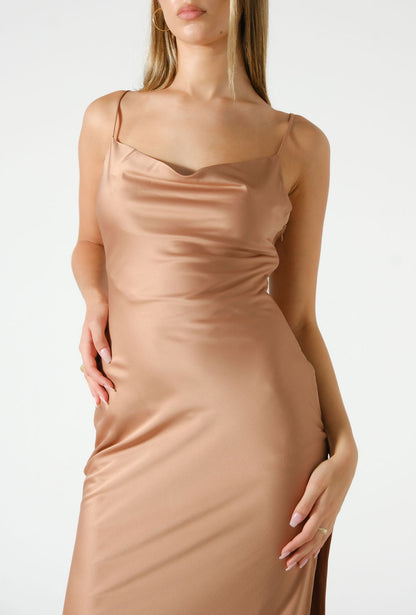 Satin Maxi Dress - Copper