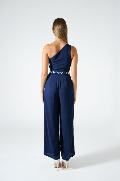 One Shoulder Jumpsuit - Navy