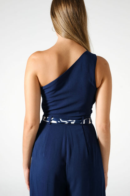 One Shoulder Jumpsuit - Navy