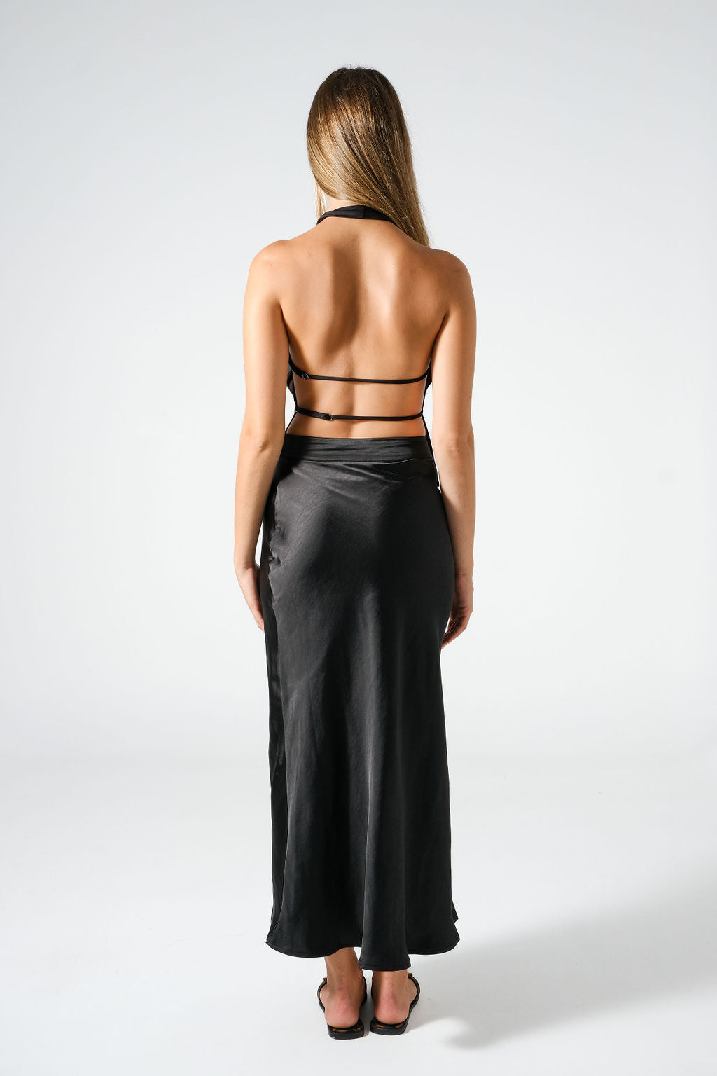 High Neck Backless Top - White