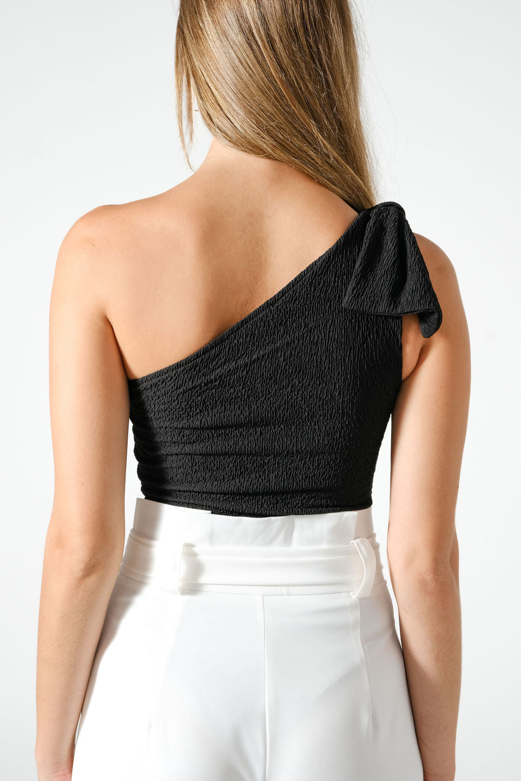 One Shoulder Textured Bodysuit